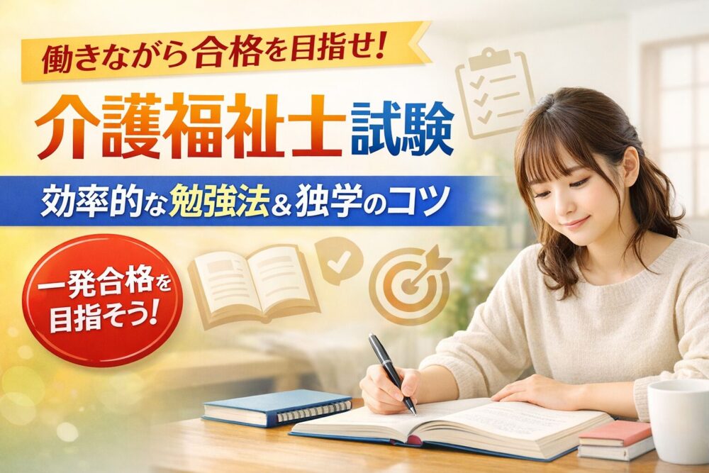 介護福祉士試験の勉強法を解説するアイキャッチ画像