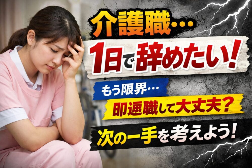 介護職を1日で辞めたいと悩む女性介護士が転職を考えている様子