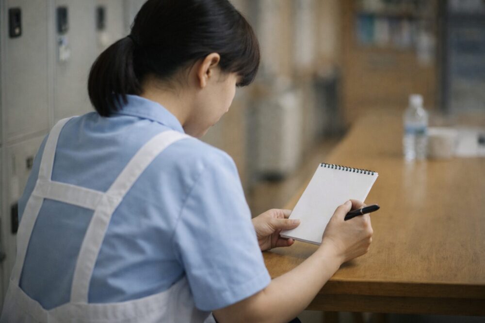 介護職として働き続けるために、業務内容や働き方を見直そうと考えている介護士の様子を表したイメージ