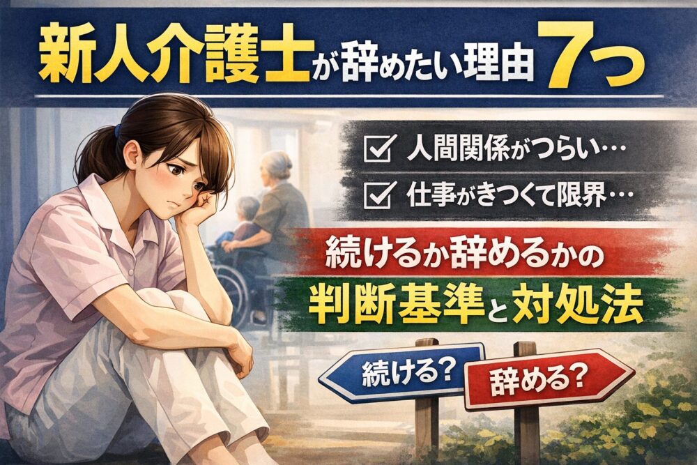 新人介護士が辞めたいと悩むイメージ画像